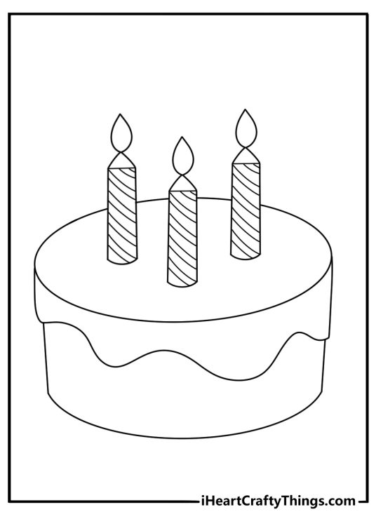 Emoji coloring page for kids featuring a birthday cake