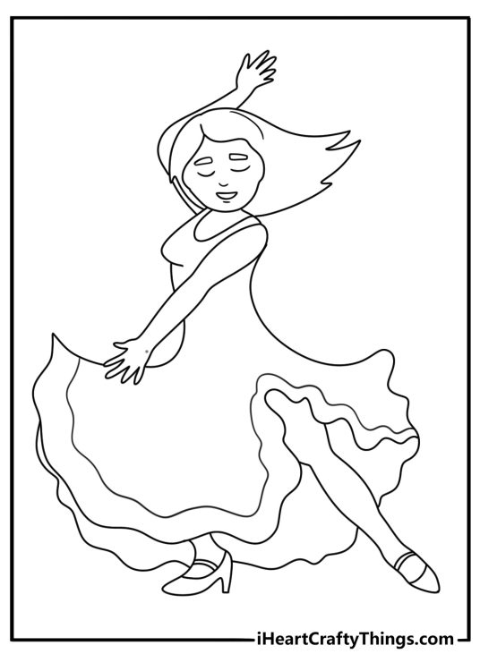 Emoji coloring pages printable showing a dancing woman symbol