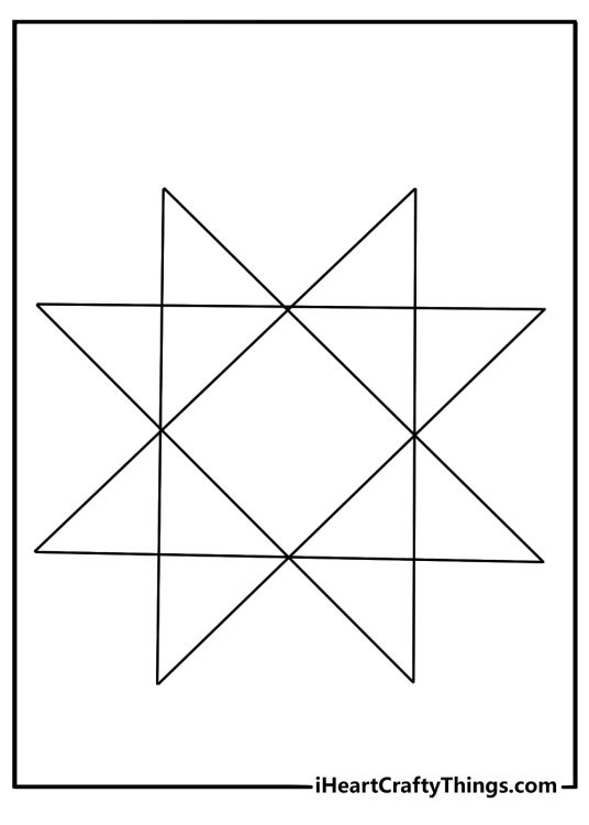 Free Star coloring pages coloring page with a patchwork star on a quilt block