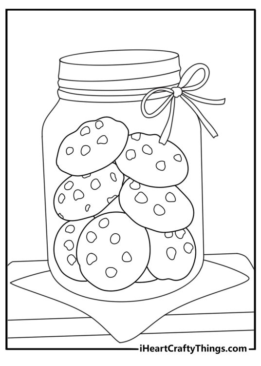 Free cookie printable of a cookie jar filled with round cookies