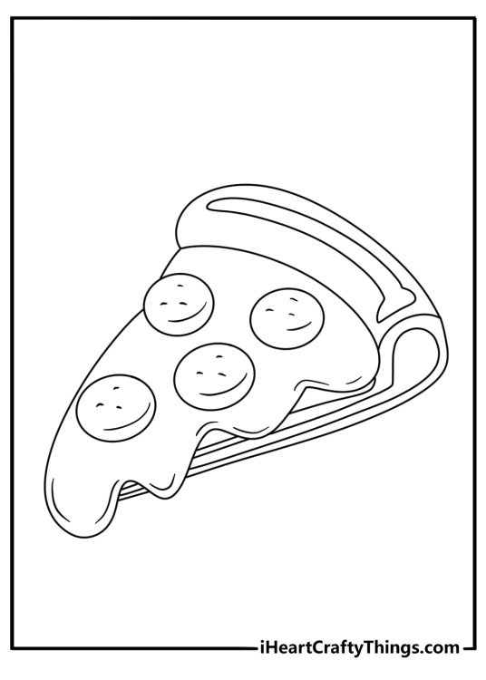 Free emoji printable showing a slice of pizza with cheese
