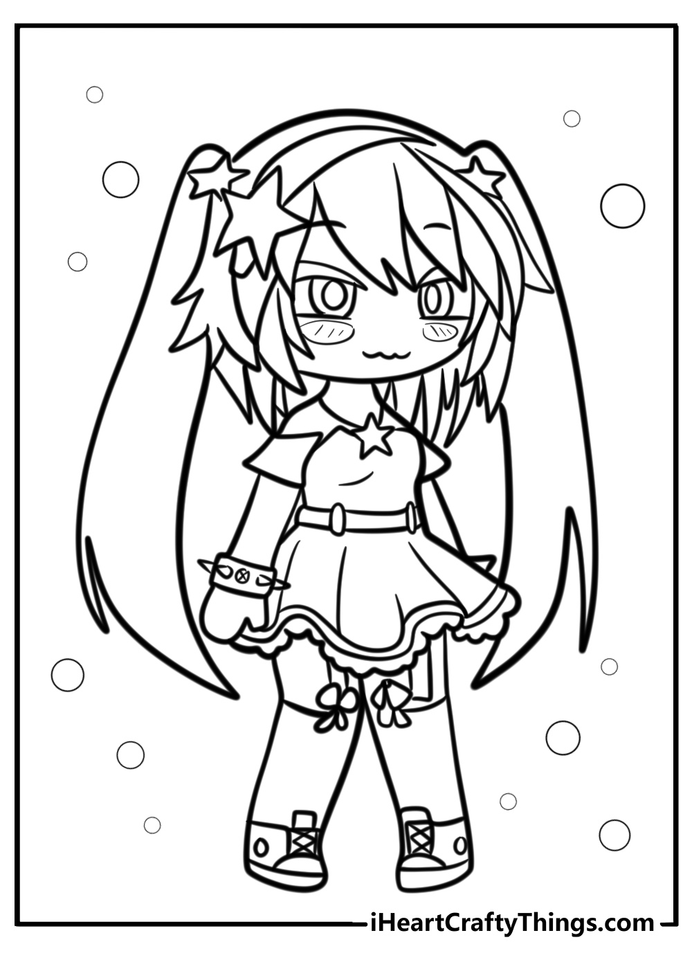 Gacha Life character in a cool outfit fun coloring sheet