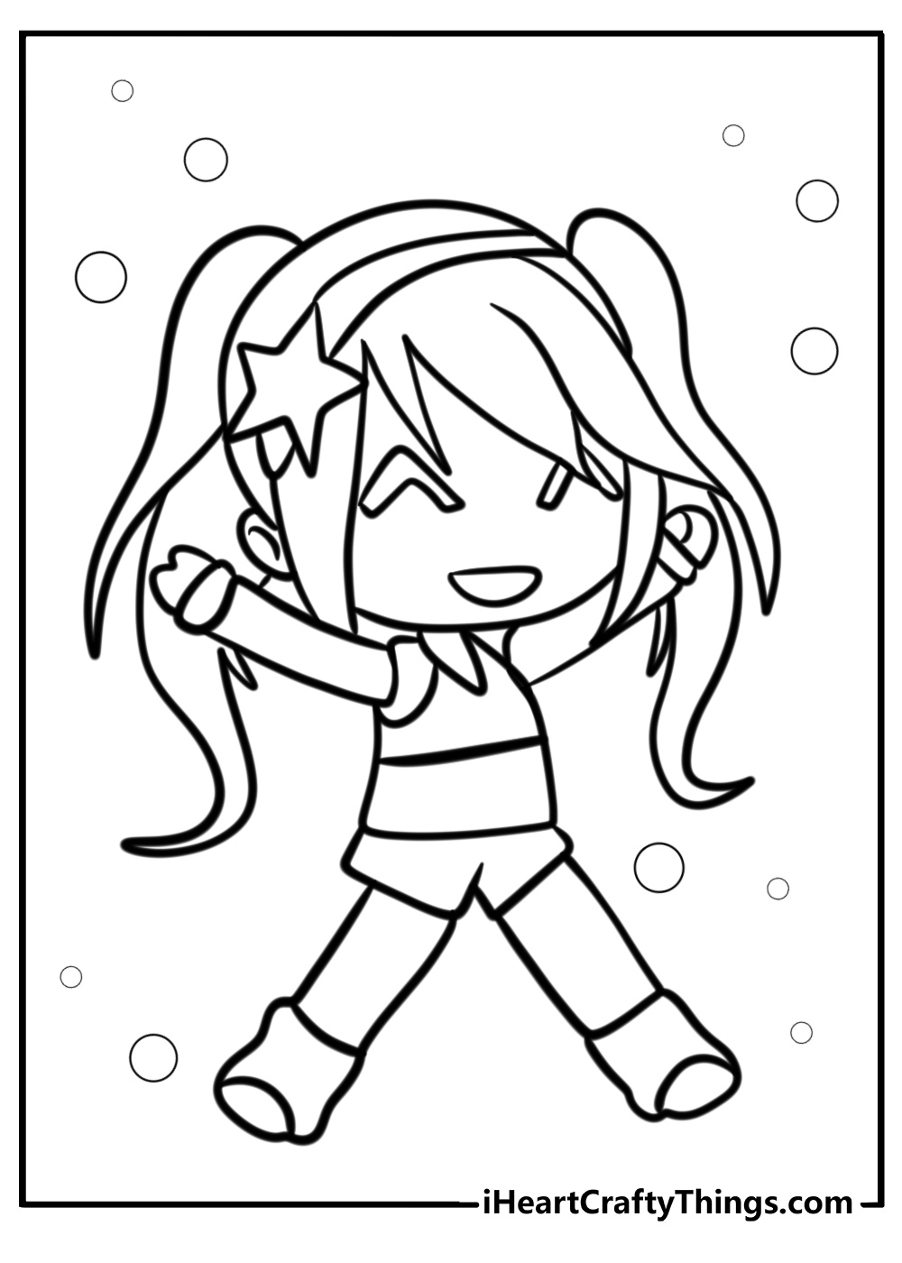 Gacha Life character smiling coloring page for kids