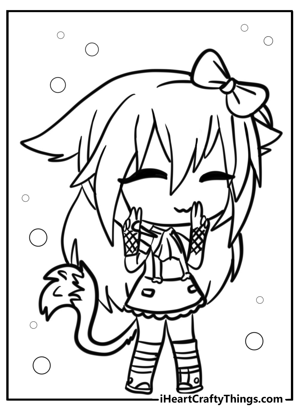 Gacha Life girl with pigtails and accessories coloring page