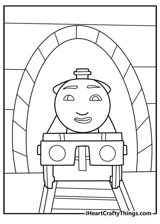 Henry exiting a tunnel near the forest easy coloring sheet download