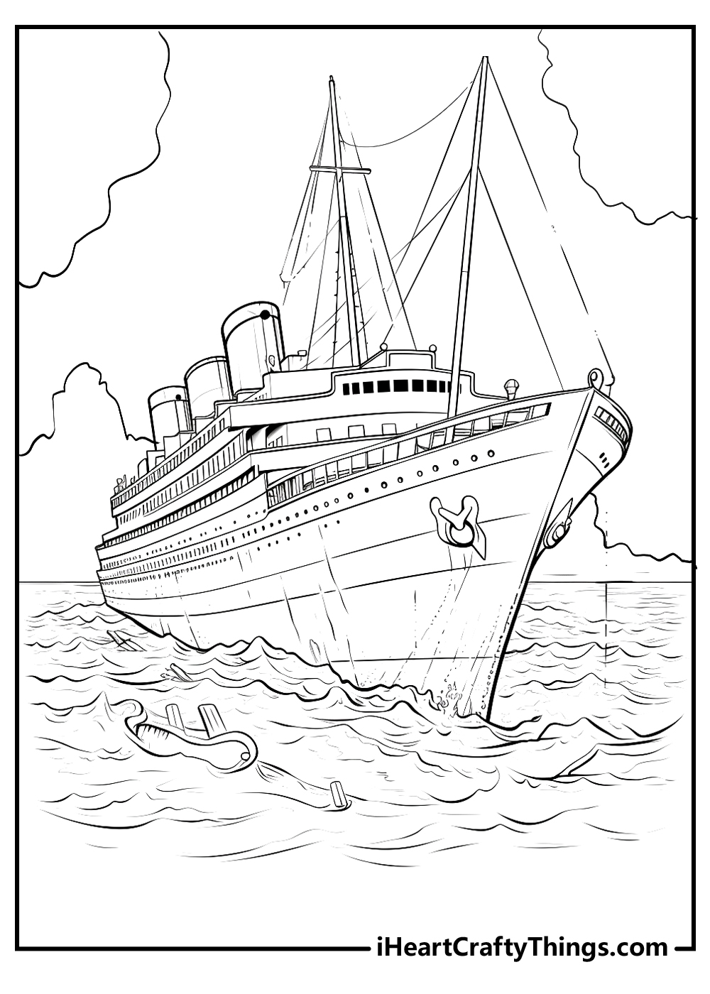 titanic scenes coloring printable