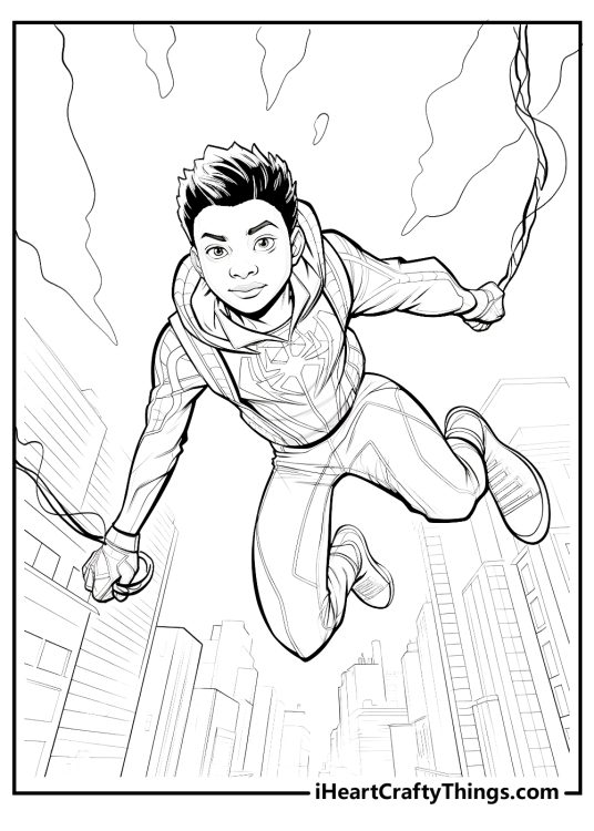 black and white miles morales coloring pages