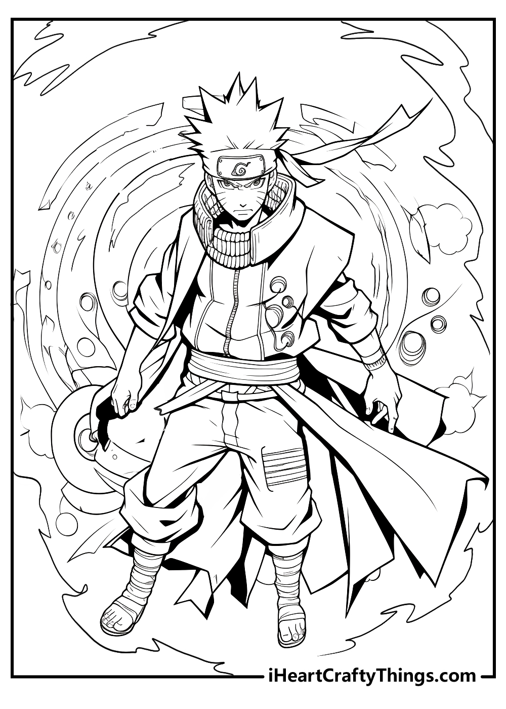 naruto black and white coloring sheet