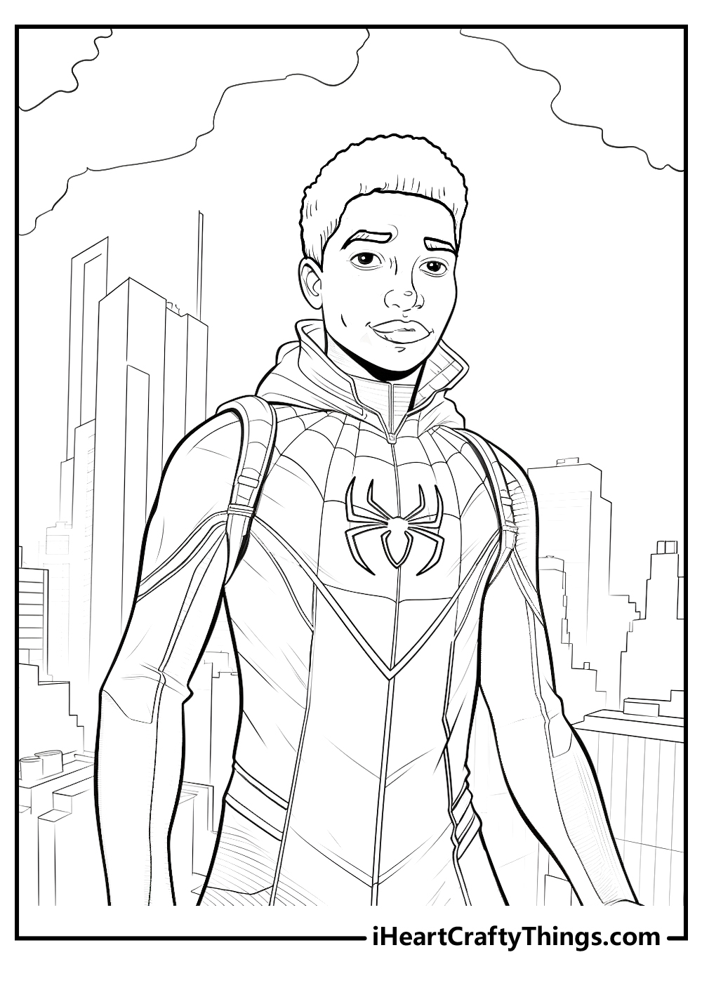 miles morales coloring printable for adults