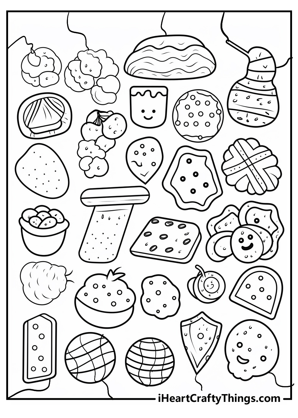 various cookies coloring printable for kids