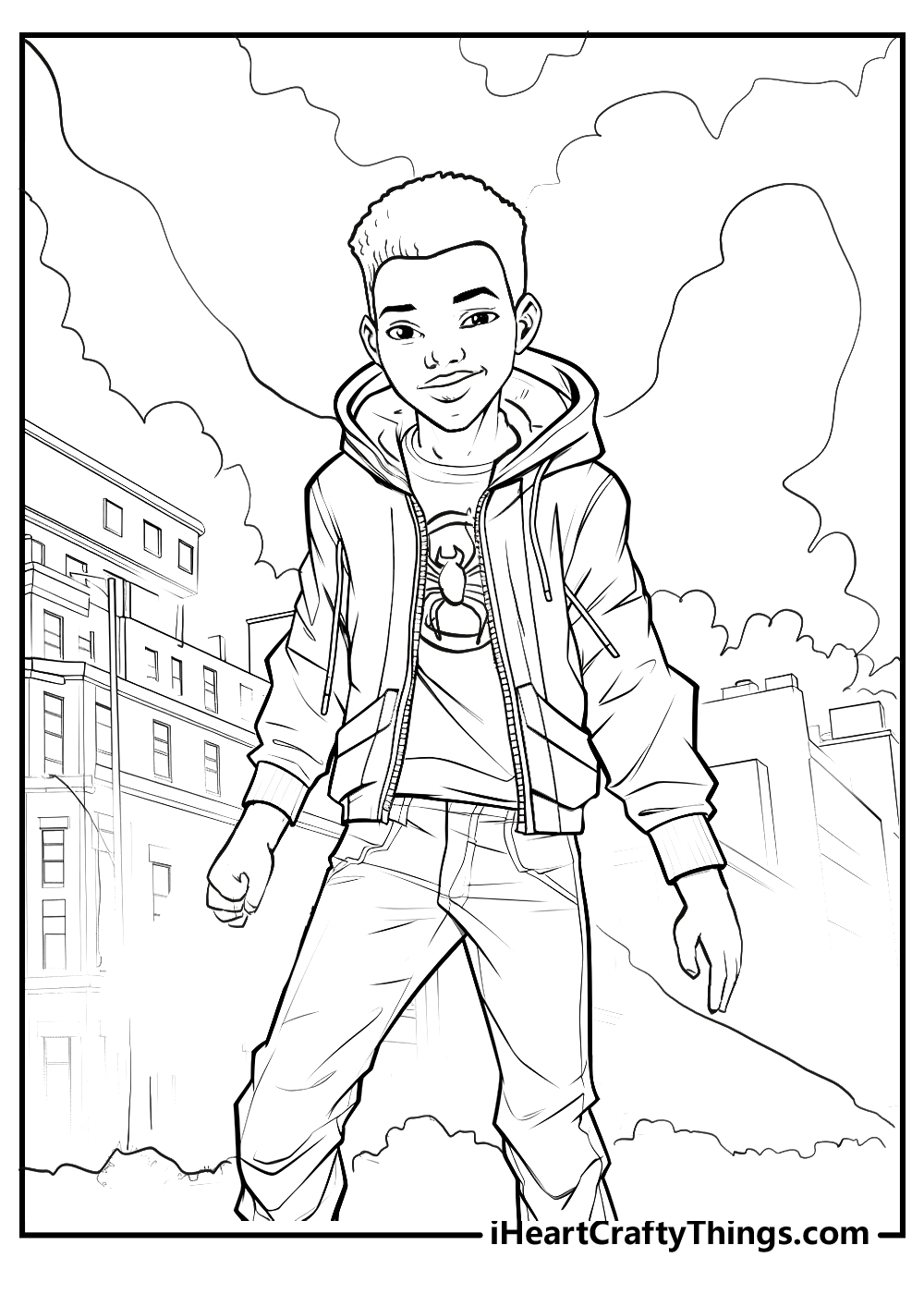 miles morales spiderman coloring sheet free download