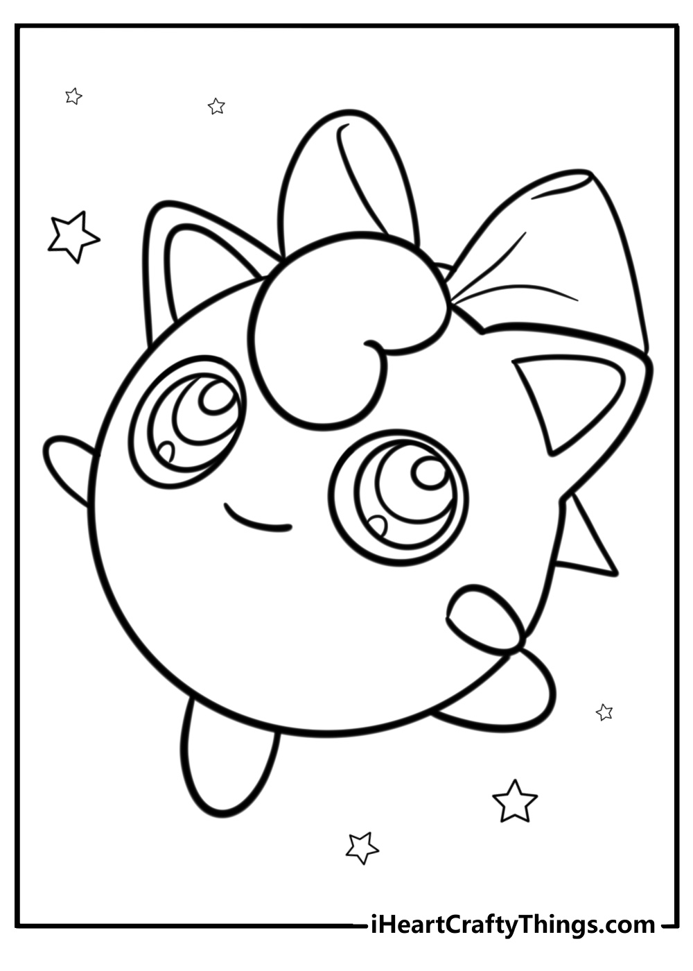 Jigglypuff with a cute bow coloring page for kids