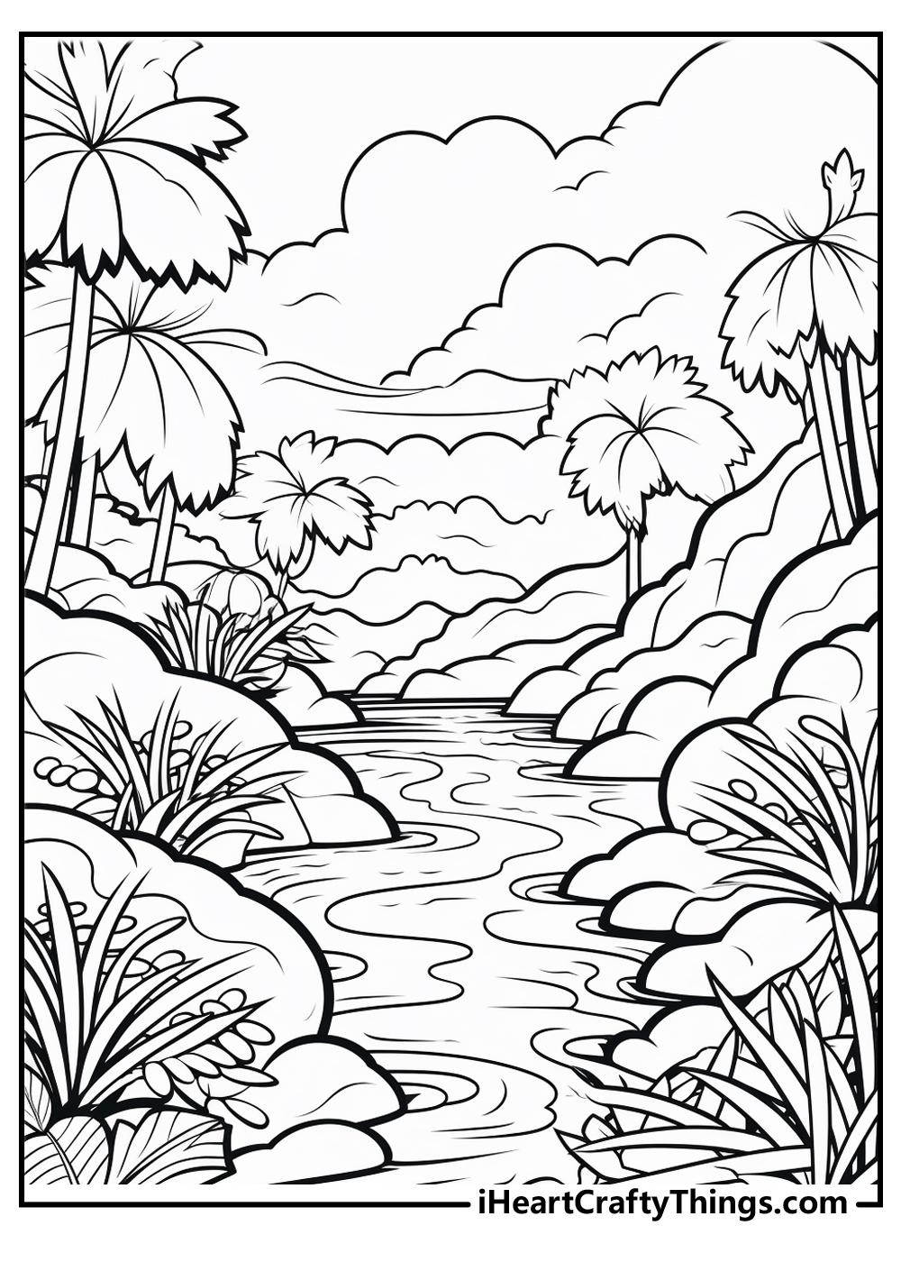 jungle stream coloring pages