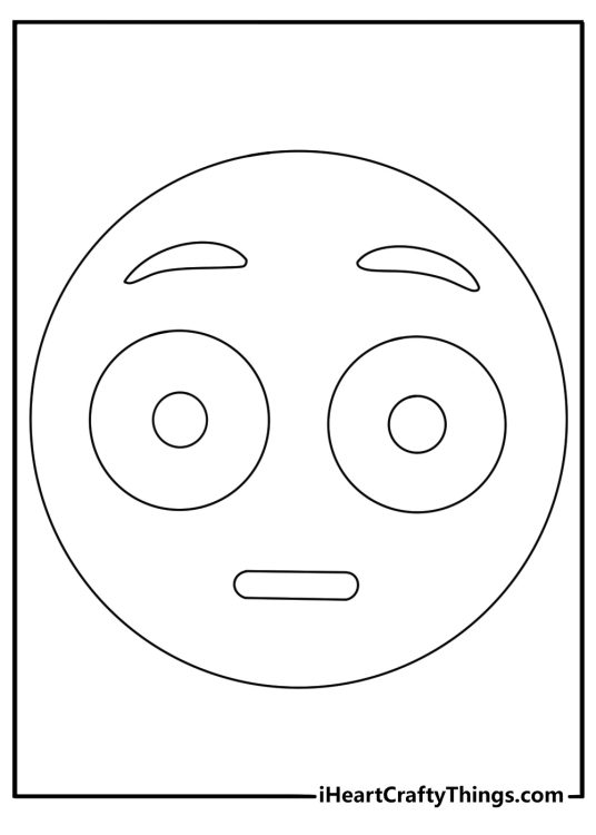 Kids can color a surprised face with wide eyes