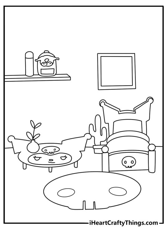 Kuromi bedroom coloring page