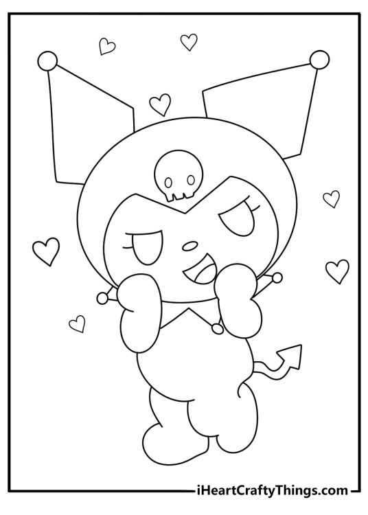 Kuromi chibi pose coloring page