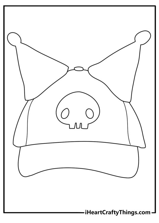 Kuromi jester hat coloring page