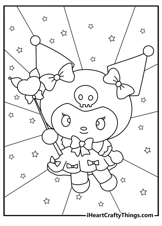 Kuromi magical girl coloring page