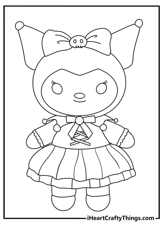 Kuromi punk outfit coloring page