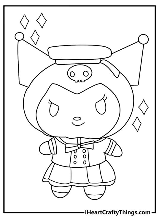 Kuromi school outfit coloring page