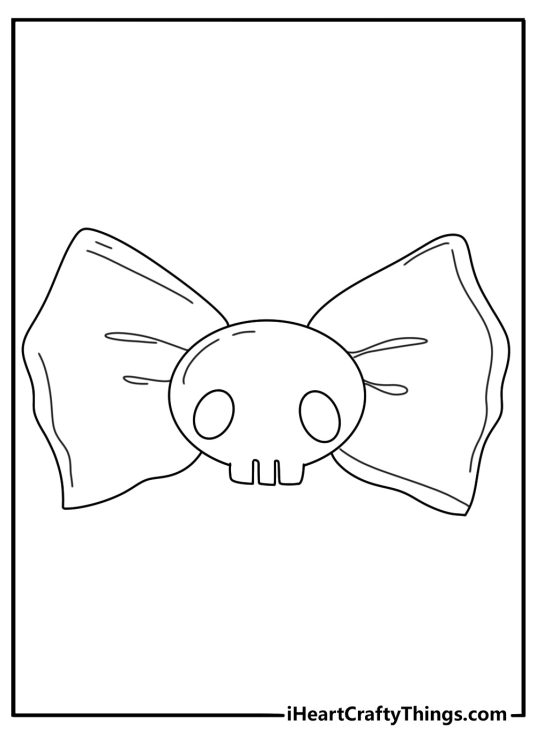 Kuromi skull bow coloring sheet