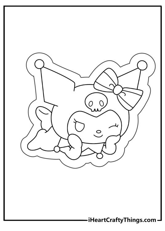 Kuromi sticker style coloring page