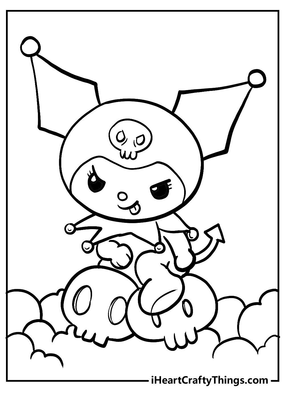 easy kuromi coloring pages for preschoolers