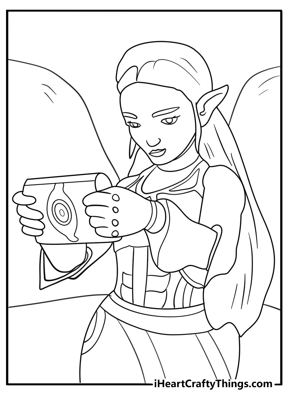 Link activates Sheikah Slate at ancient shrine coloring page printable pdf