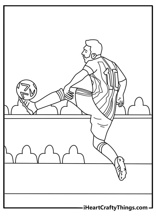 Lionel Messi coloring page for kids with Messi passing the ball to a teammate