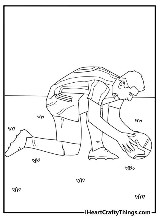 Lionel Messi coloring page with Messi setting up the ball at the penalty spot