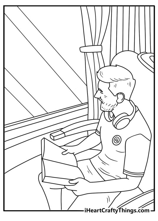 Lionel Messi coloring pages for kids with Messi on a team bus window