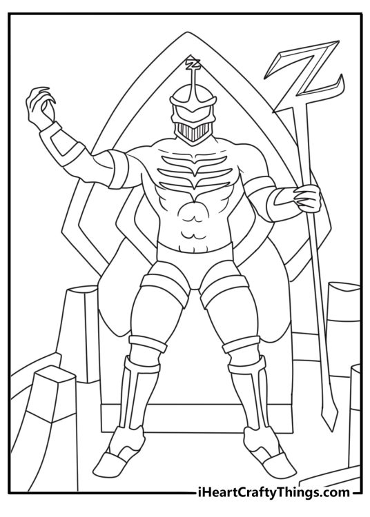 Lord Zedd stands beside his throne in this villain coloring page