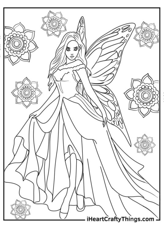 Mandala Fairy Coloring Page