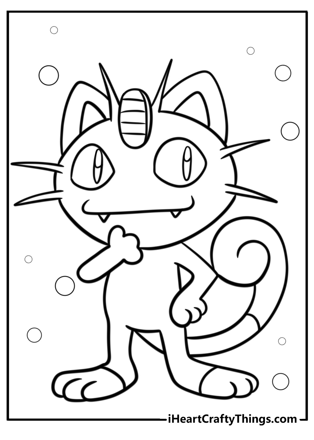 Meowth wit a curious expression detailed coloring sheet