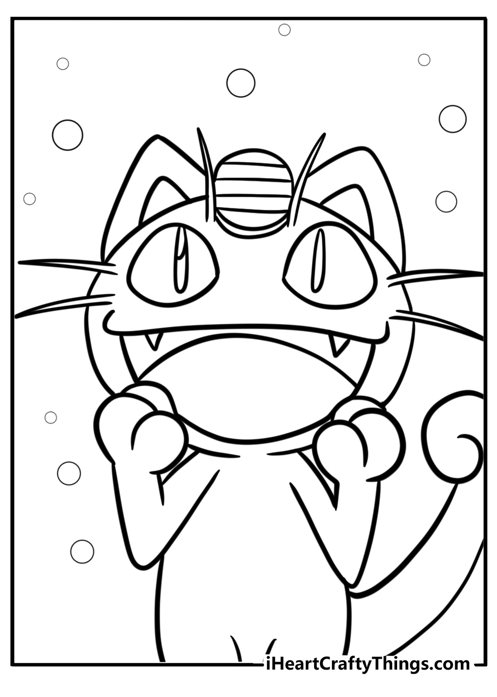 Meowth with a big smile free coloring page