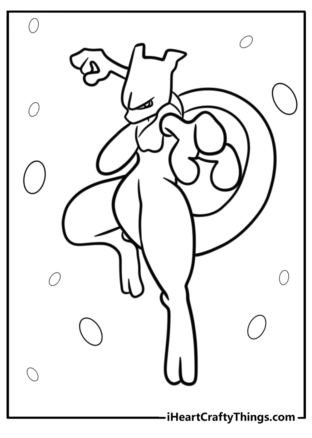 Mewtwo in a battle pose fun coloring sheet December 22,