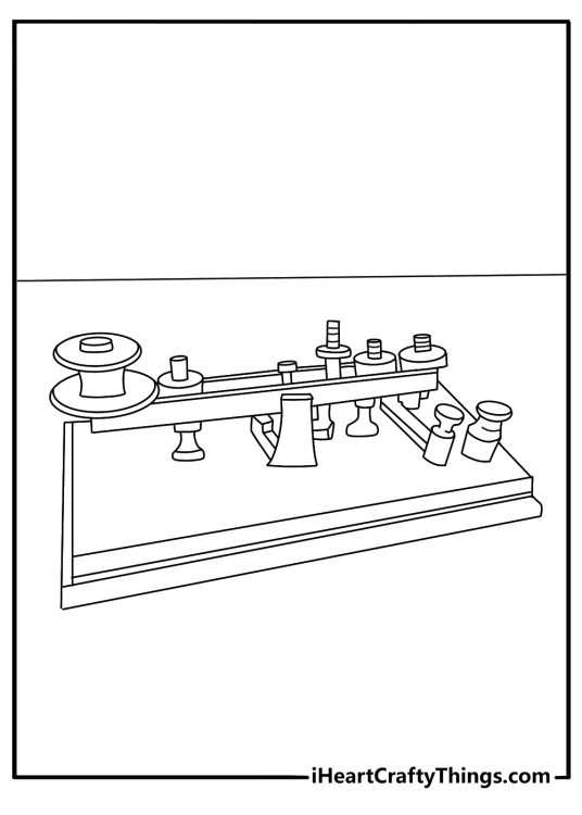 Morse code on a telegraph key in the radio room Titanic coloring page