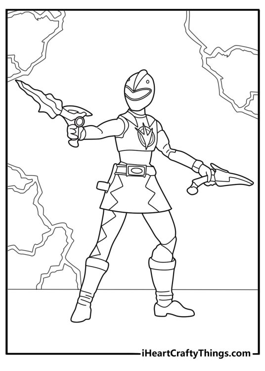 Power Ranger using lightning power printable coloring sheet