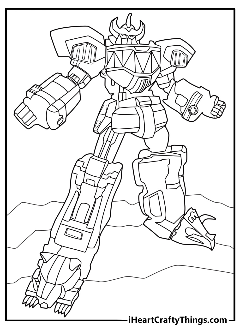 Power Rangers Megazord detailed coloring page for adults