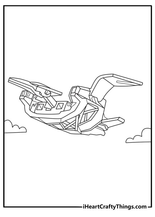 Power Rangers coloring page featuring the Pink Ranger inside the Pterodactyl Zord