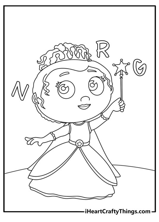 Princess Presto completes a missing word on this free printable page