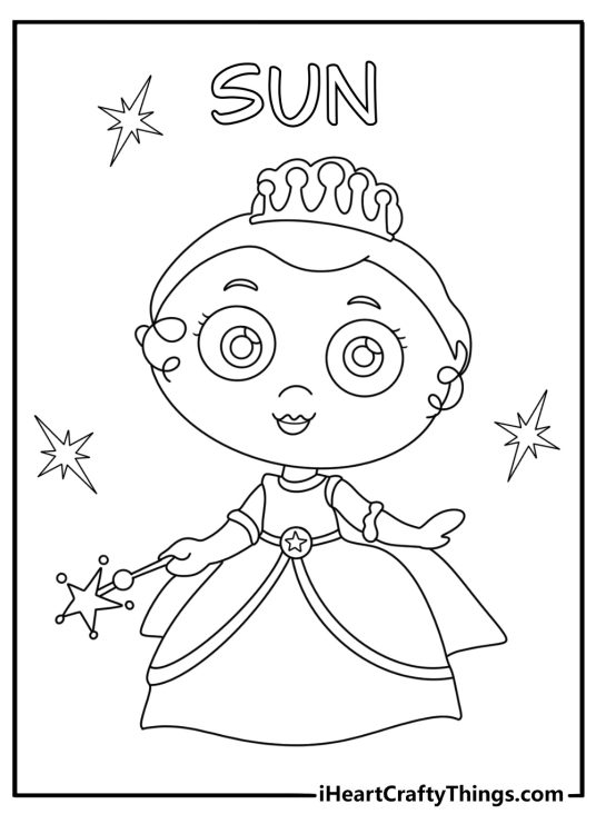 Princess Presto spells a simple word in this learning coloring sheet