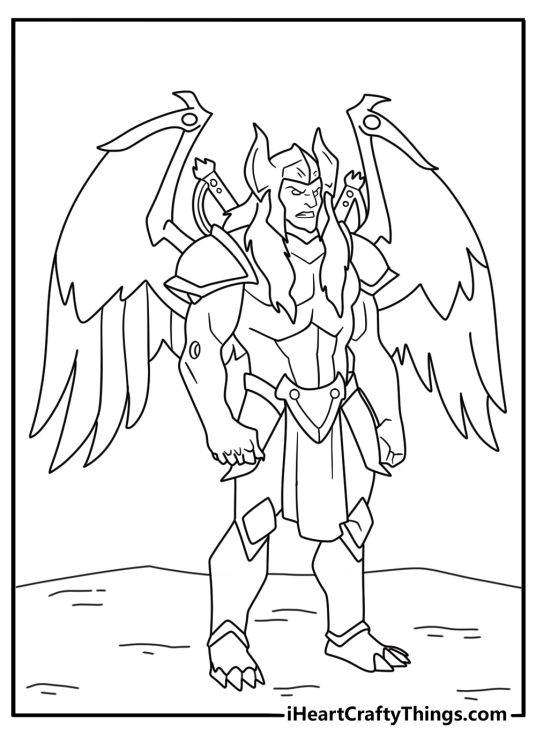 Printable Power Rangers scene with Goldar spreading his large wings