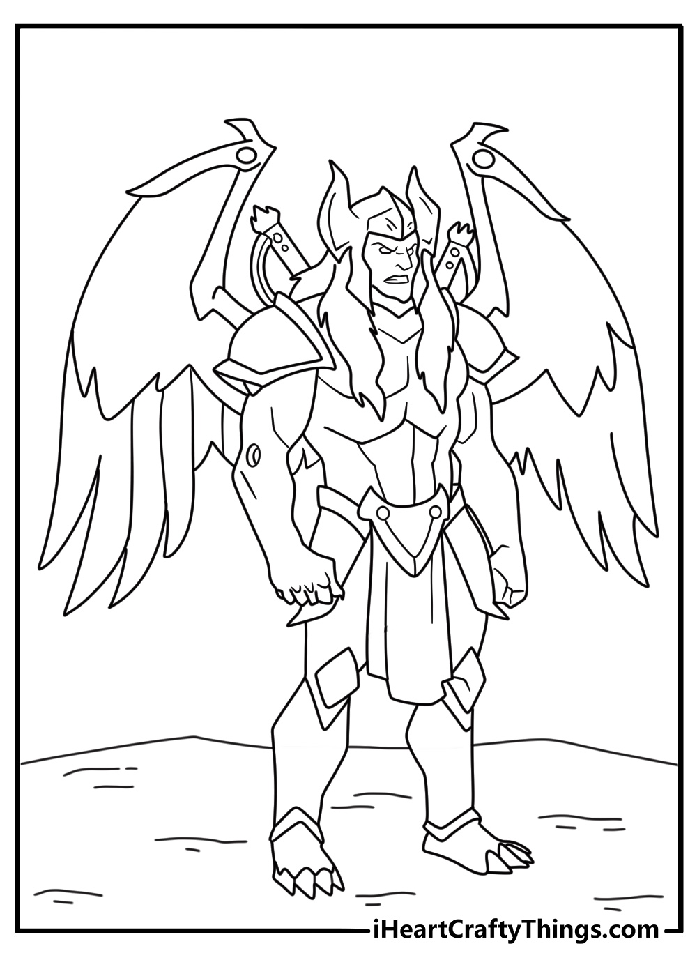 Printable Power Rangers scene with Goldar spreading his large wings