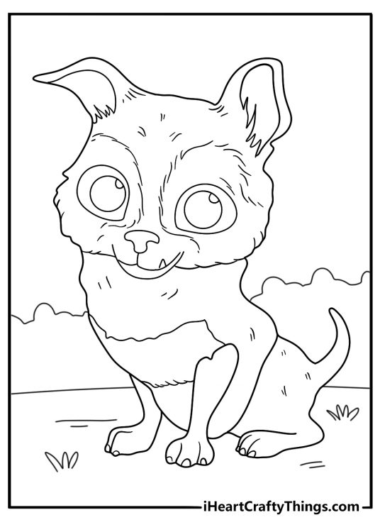Puss in Boots kawaii coloring page with Perrito cheerful sidekick