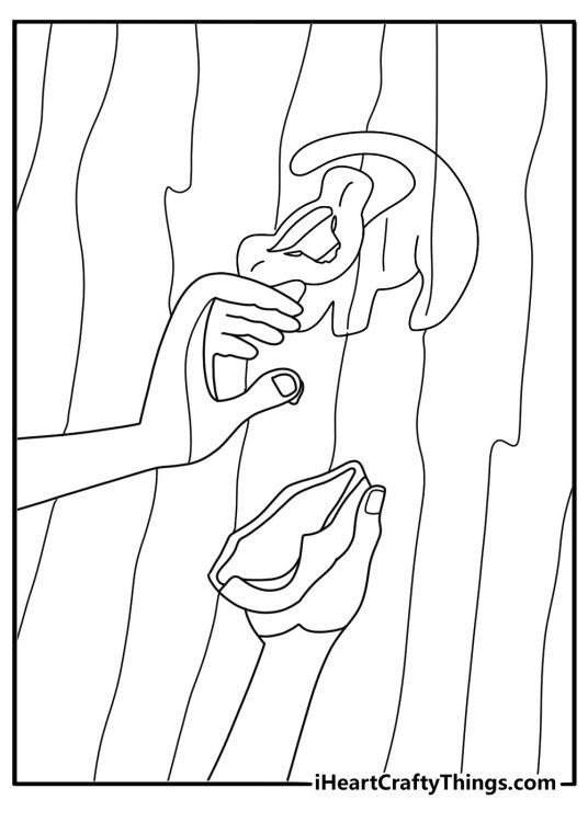 Rafiki painting Simba mark on baobab tree simple Lion King coloring sheet download