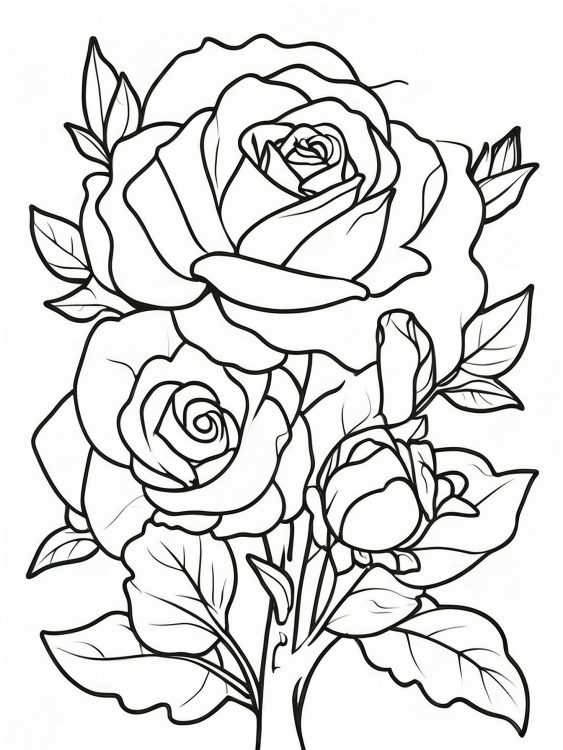 Realistic Rose Coloring Sheet