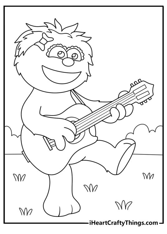 Rosita strums a guitar in this Sesame Street printable