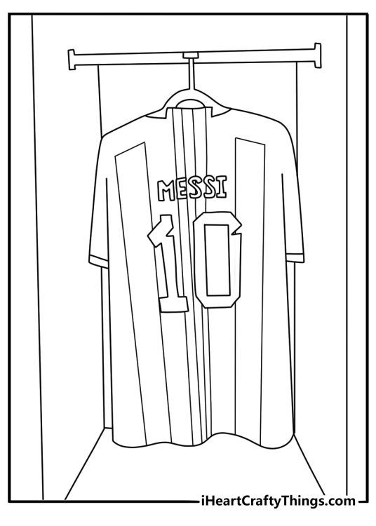 Simple Lionel Messi coloring page with Messi jersey number 10 on a locker