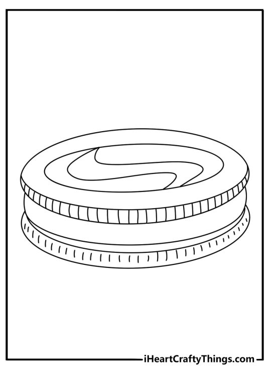 Simple cookie coloring sheet with an Oreo style sandwich cookie